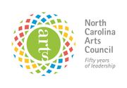 North Carolina Arts Council logo with colorful circular mosaic and “arts” text; “Fifty years of leadership” tagline