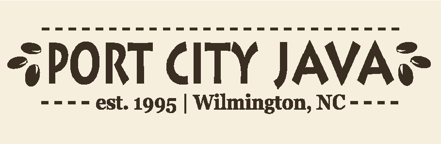 Port City Java logo in brown and cream, with “est. 1995 | Wilmington, NC” text.