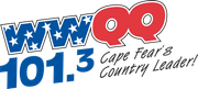 WWQQ 101.3 Cape Fear’s Country Leader logo in blue, red, and white text