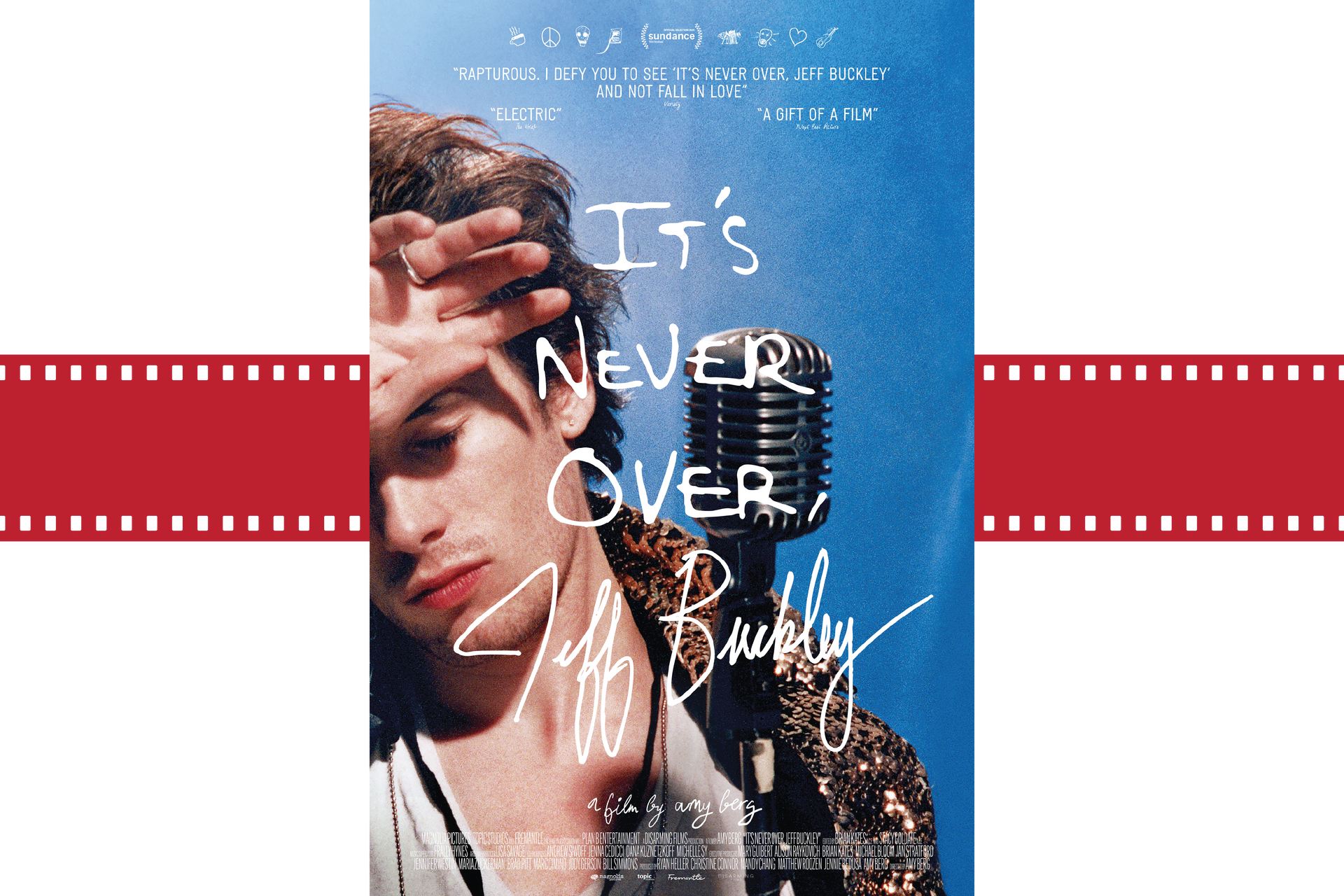 Book cover with a close-up portrait and the title “It’s Never Over” on a blue background.