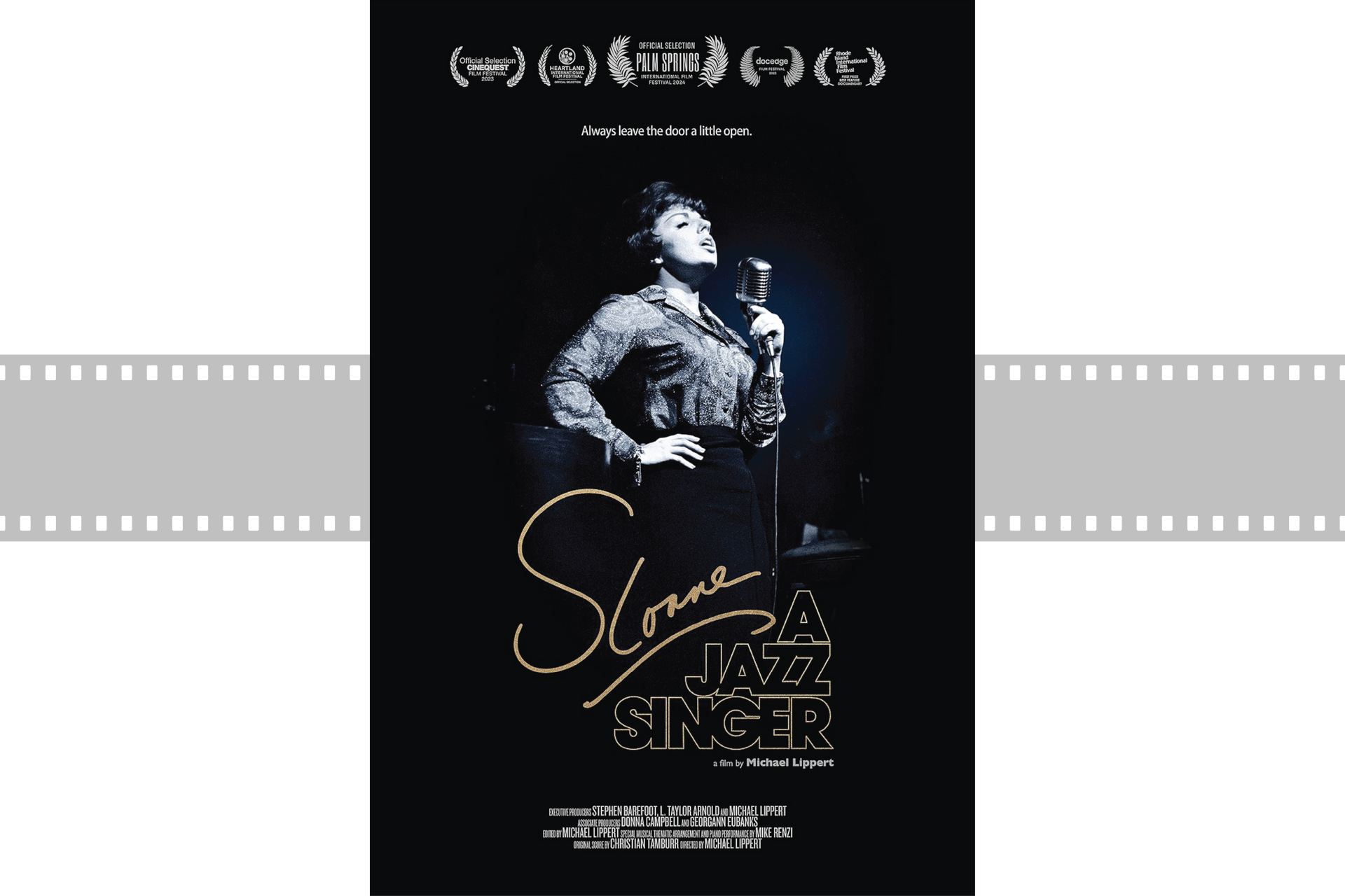Black poster featuring a singer in a spotlight with gold script title “Stree” and white event text above and below
