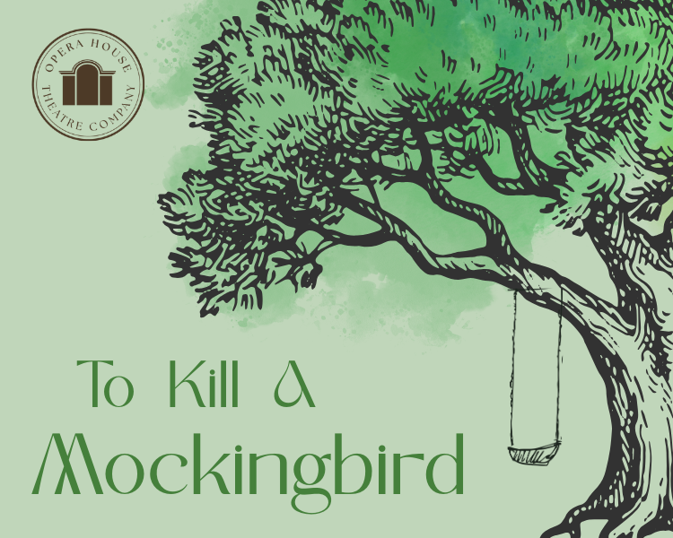 Book cover of To Kill a Mockingbird with a green background and tree branches framing a swing.