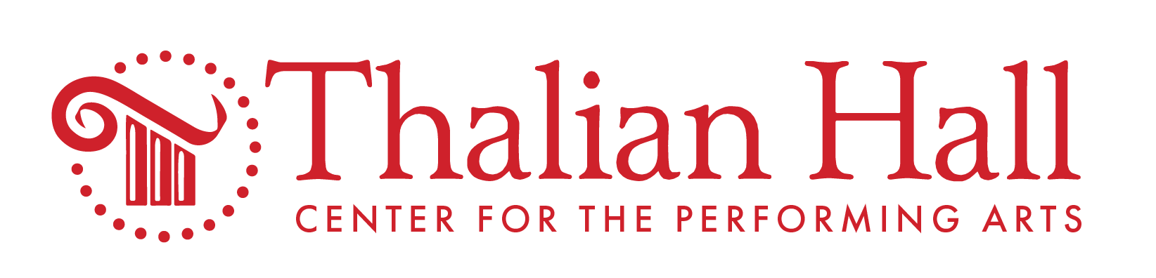 Thalian Hall Center for the Performing Arts logo in red with stylized column and star design