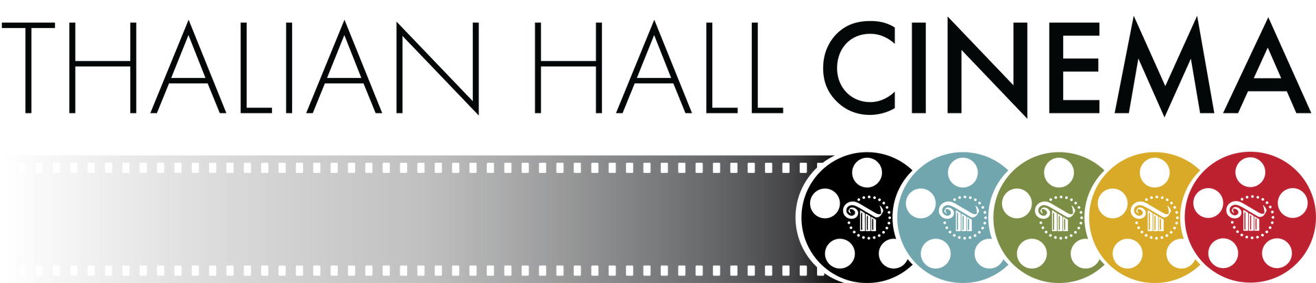 Thalian Hall Cinema logo with black text and colorful film reel dots on a white background