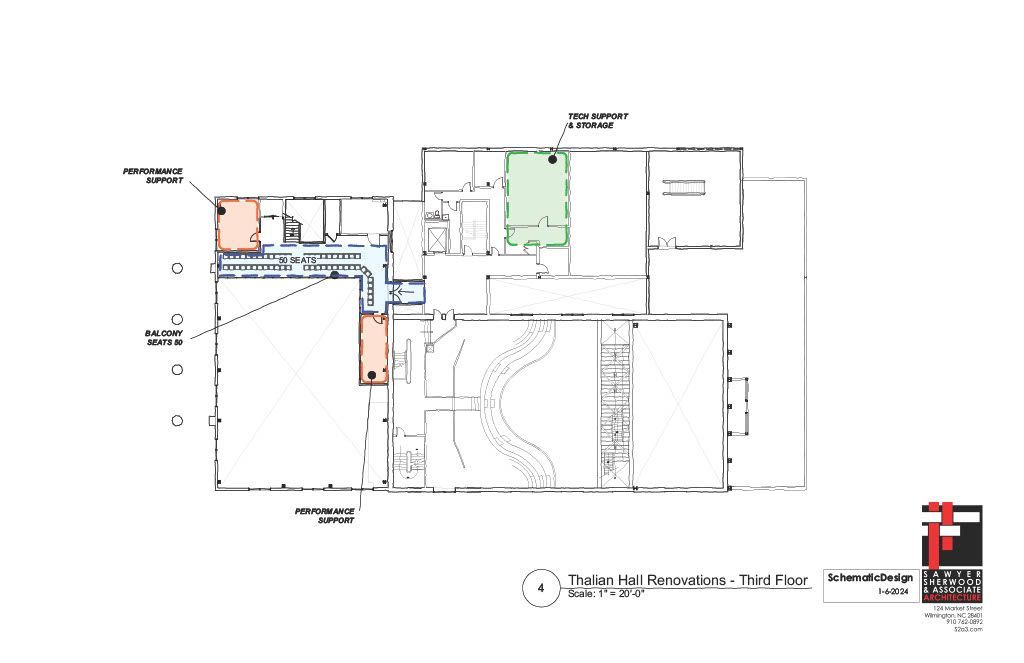 Architectural floor plan with colored room sections and measurements on a white background