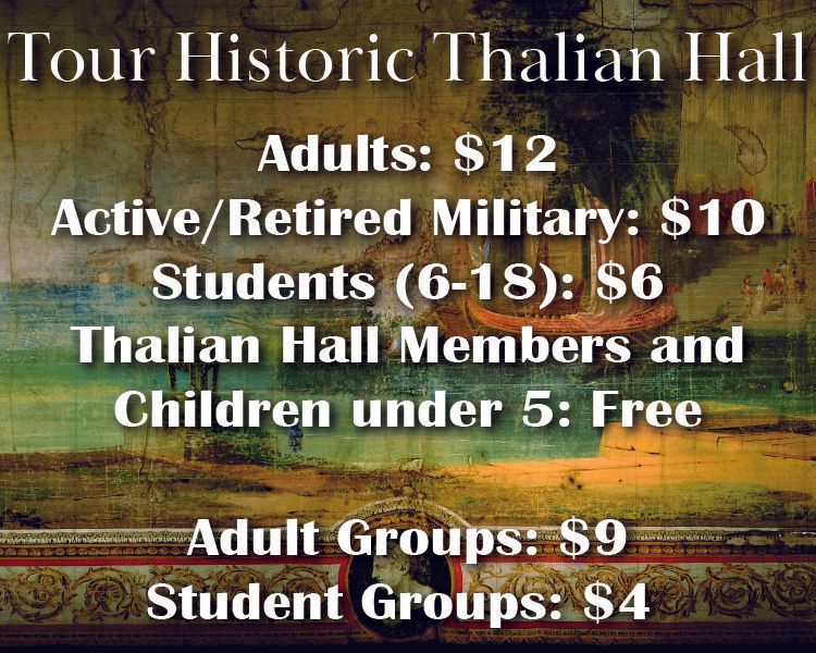 Thalian Hall tour price sign with adult, military, student, member, and group rates