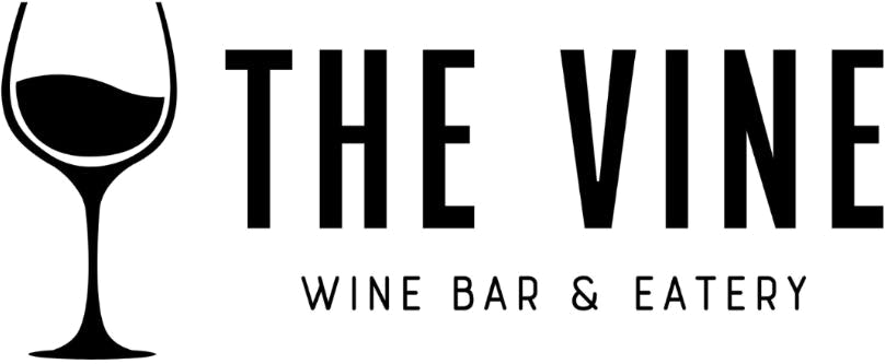 The Vine wine bar and eatery logo with a wine glass icon