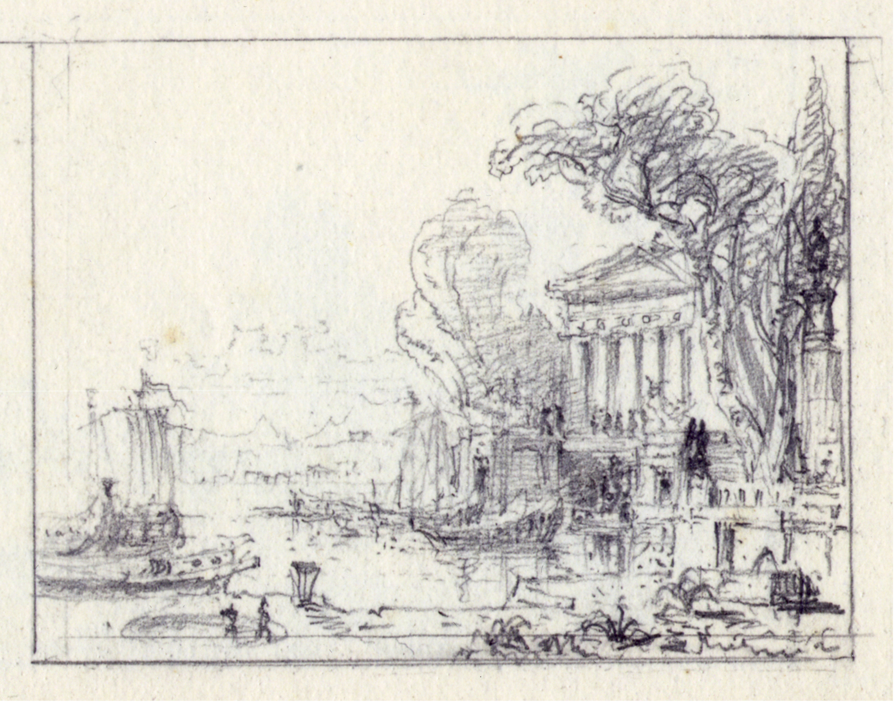 Original Thalian Hall theatre curtain sketch by William Russell Smith, 1858