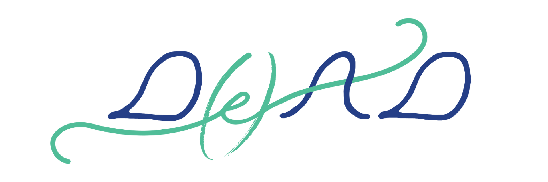 Blue and green cursive “Def2D” logo on a white background