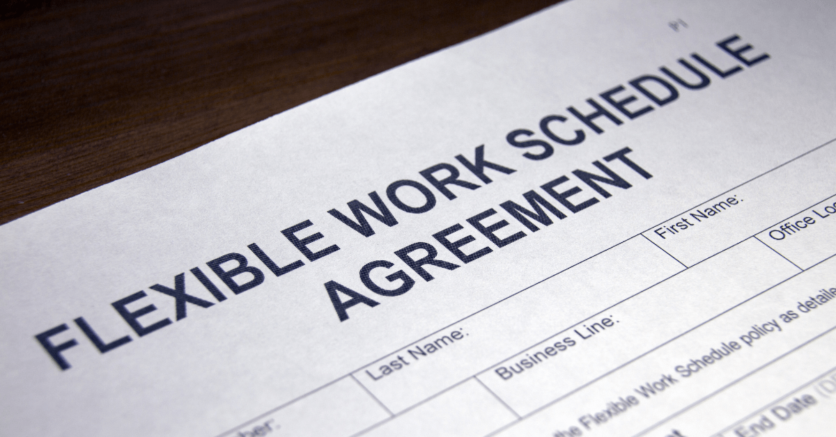A close up of a flexible work schedule agreement