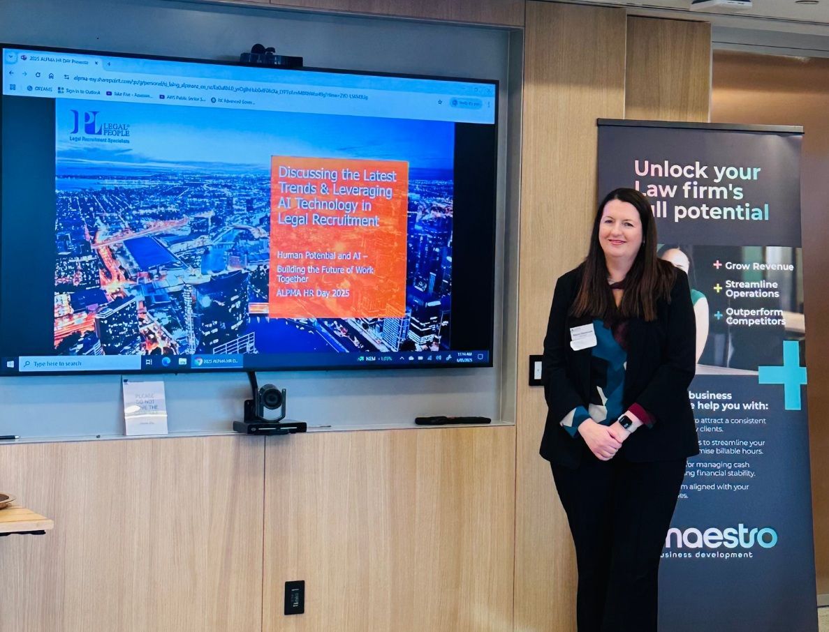 Sharon Henderson presenting at the 2025 Legal Recruitment Landscape for Lawyers & Hirers seminar