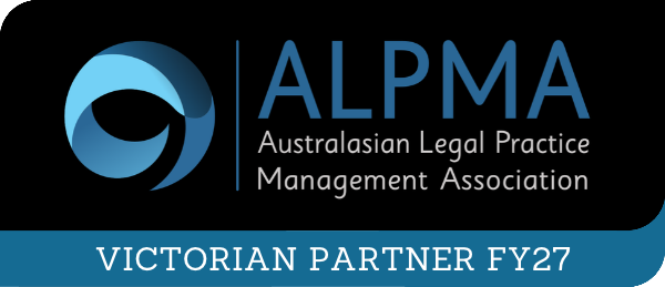 Australasian Legal Practice Management Association logo with 'Victorian Partner FY27' headline