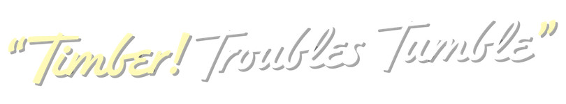 Stylized gold script reading “Timber Toys Jungle” on a pale background