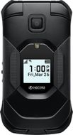 A kyocera flip phone shows the time as 1:00
