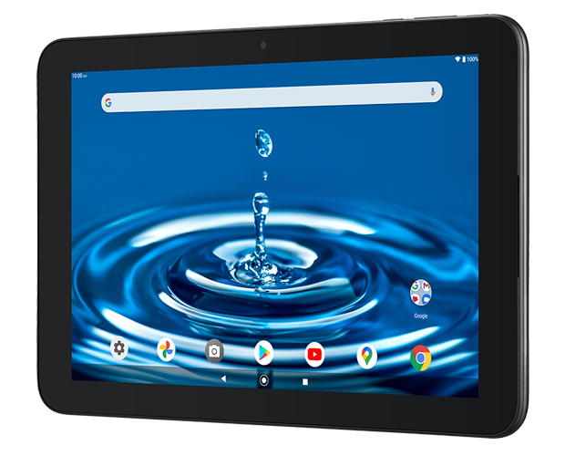 A tablet with a picture of a drop of water on the screen