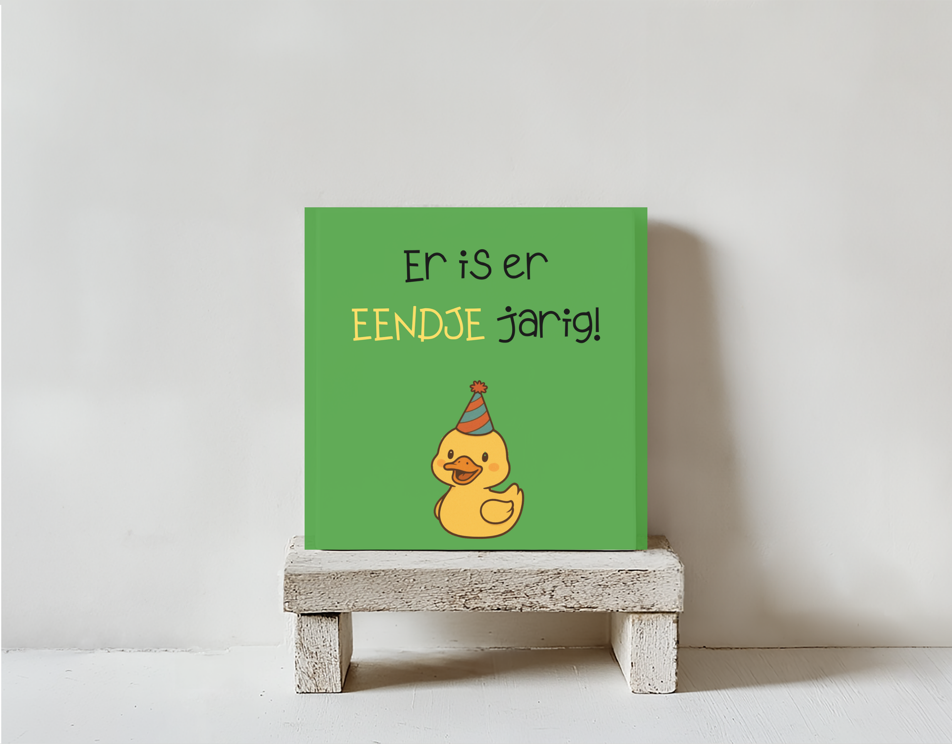Tegeltje eendje jarig steen