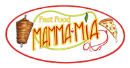 Logo di fast food con un ovale rosso, la scritta «Mamma Mia» e le icone di kebab e pizza