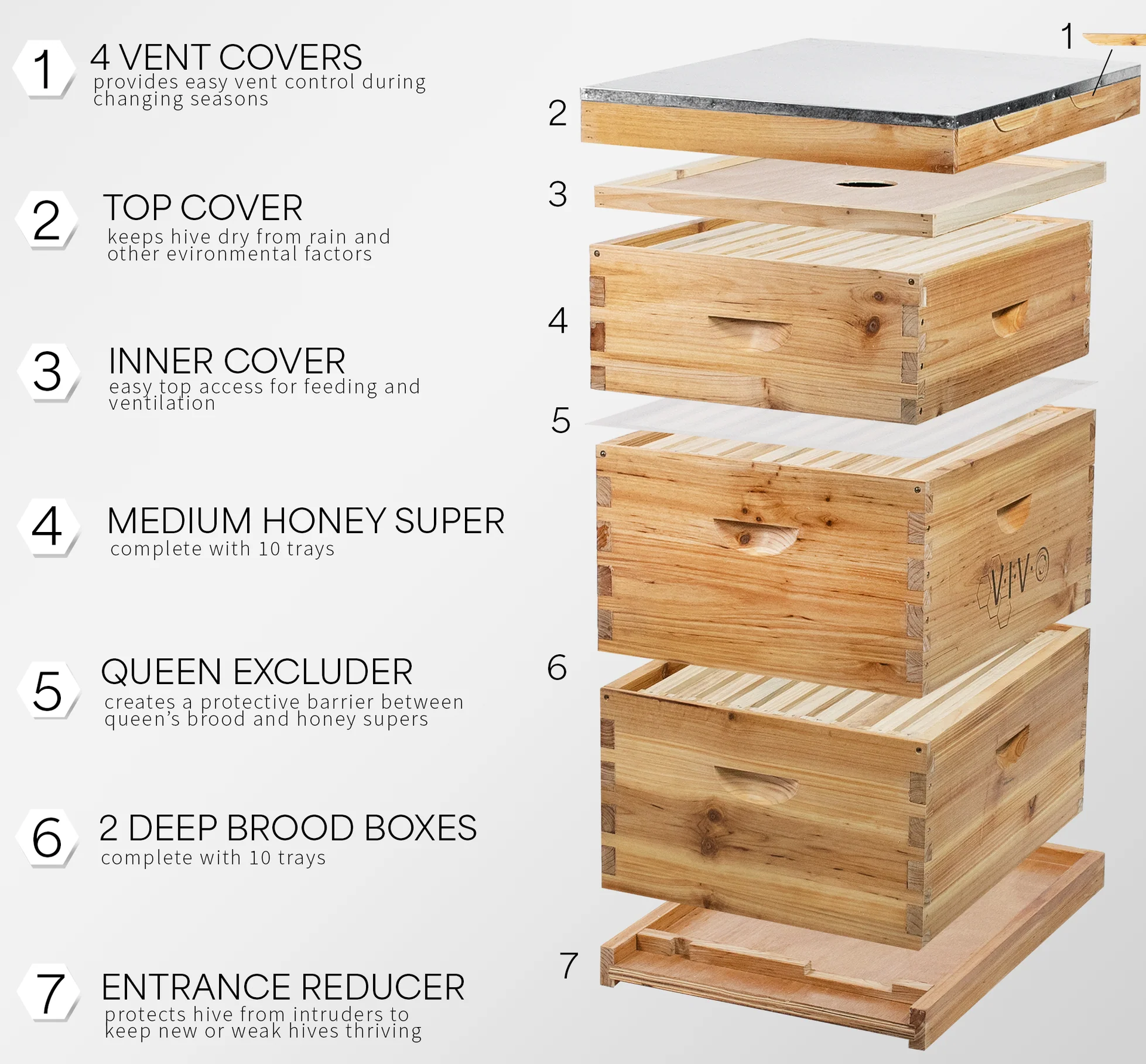 a Langstroth hive box image exploded to see components