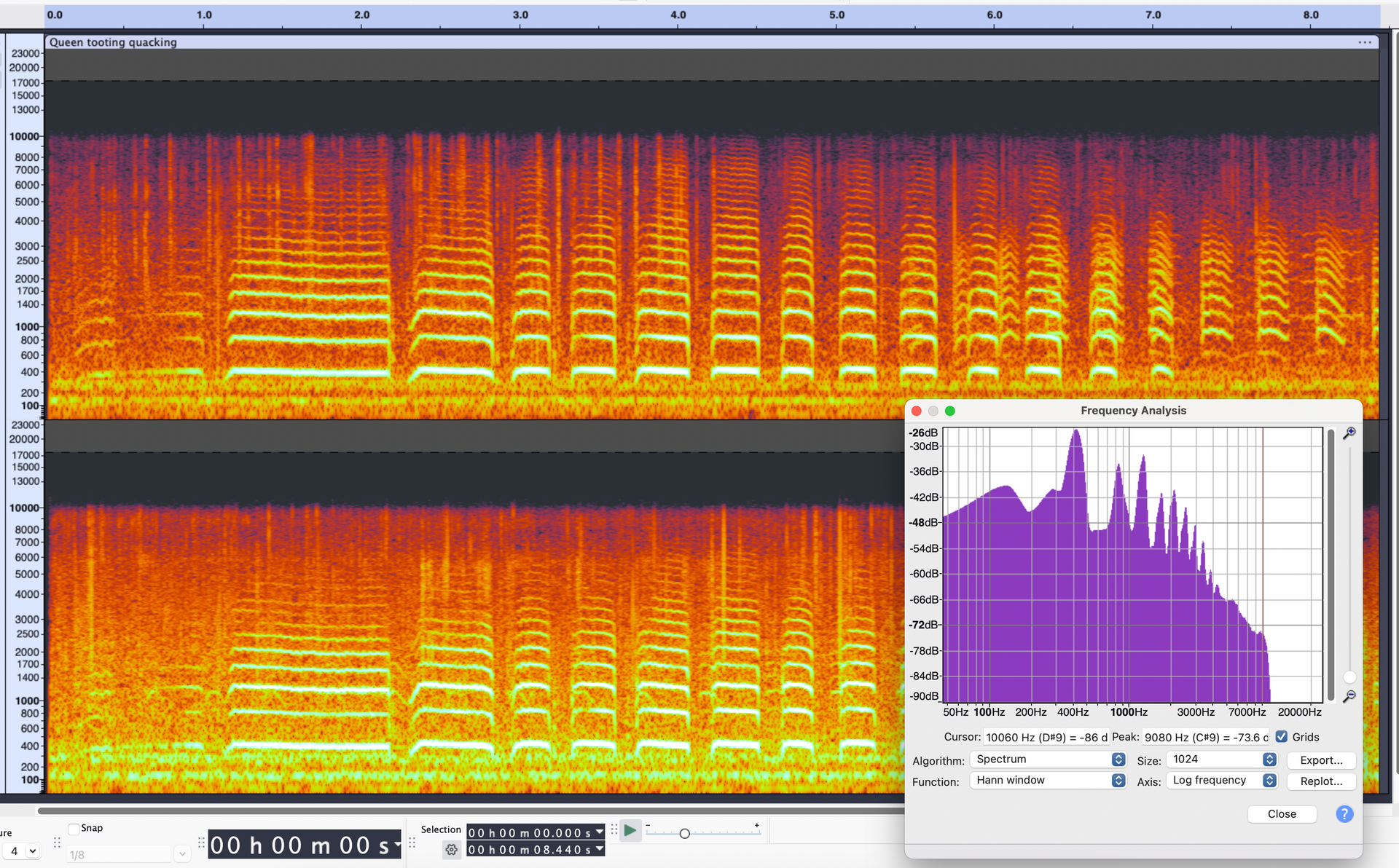 a dual channel spectragram of honey bee 