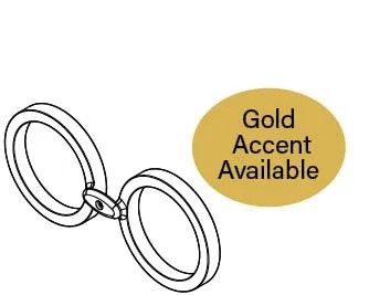 Gold oval eyeglasses with a yellow label reading “Gold Accent Available”