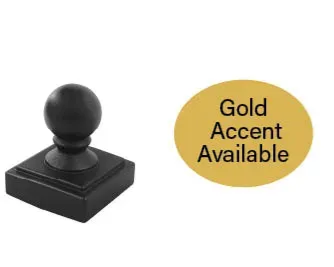 Black rubber stamp with gold oval label reading “Gold Accent Available”