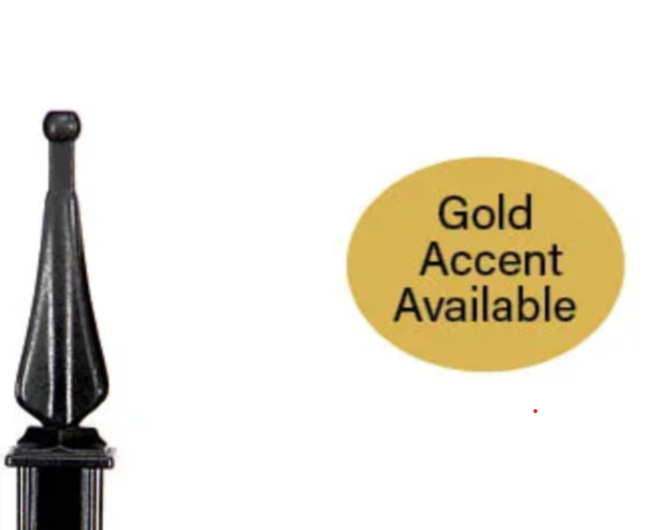 Black finial with gold accent option badge