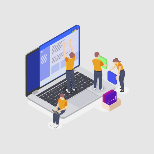 Un grupo de personas está trabajando en una computadora portátil.