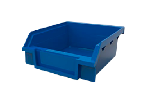 Un contenedor de plástico azul  autoportante para almacenamiento