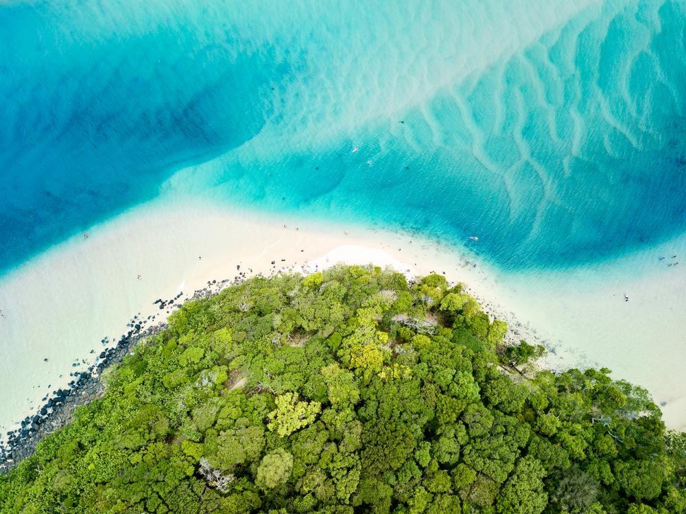 Aerial photographs of the Tallebudgera Creek Inlet — Window Furnishing Services in Tallebudgera, NSW