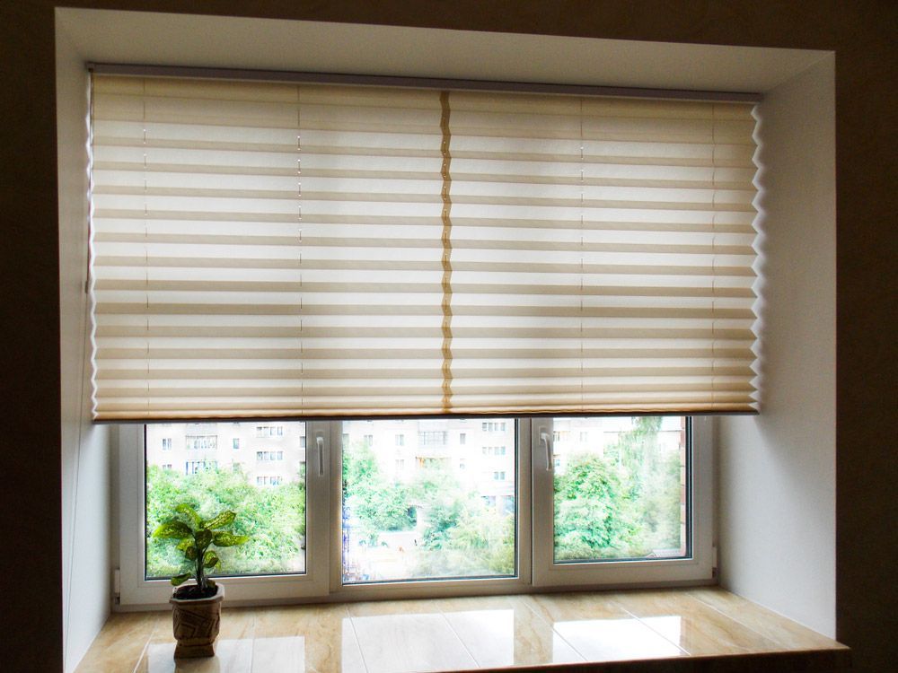Beige Coloured Pleated Blinds — Window Furnishing Services in Currumbin, NSW