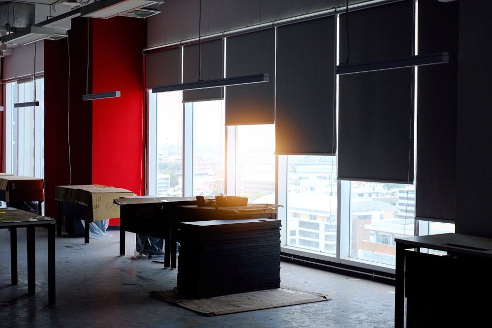 New Roller Blinds in an Office — Window Furnishing Services in Gold Coast, NSW