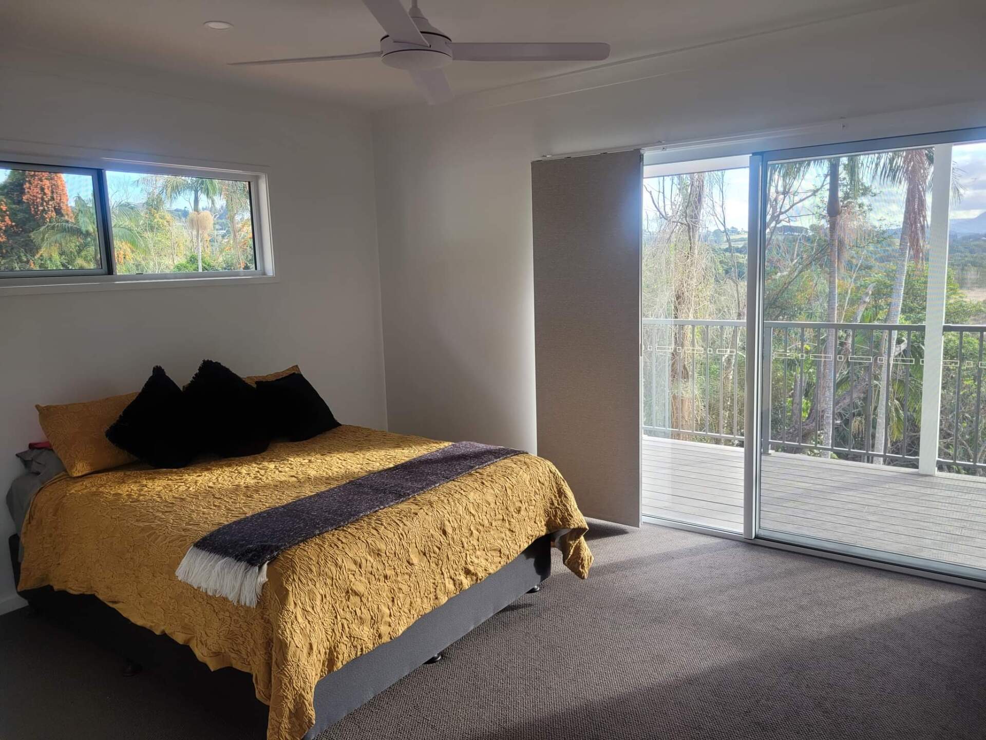 Panel Blinds In Bedroom — Window Furnishing Services in Tweed Heads, NSW