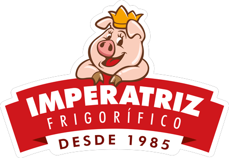 O logotipo do frigorífico Imperiz mostra um porco usando uma coroa.