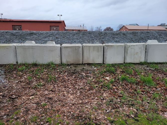 large concrete block retaining wall