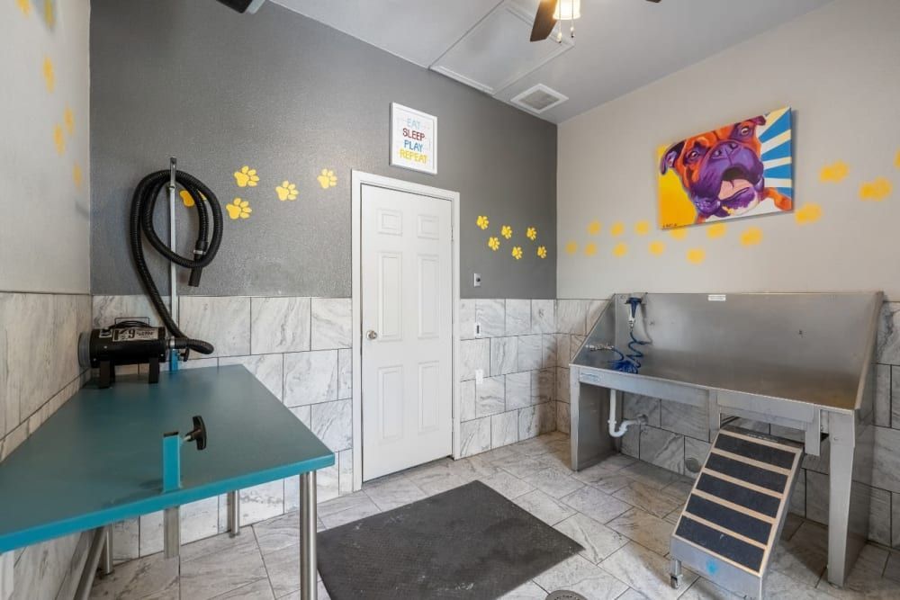 Apartment pet washing station at Marquis at Town Centre in Broomfield, CO.