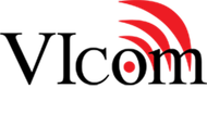 Vlcom logo: Black text with 