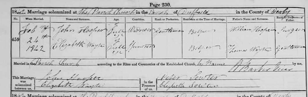 Hooper's second marriage record