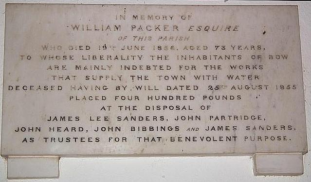 Plaque in Bow Church