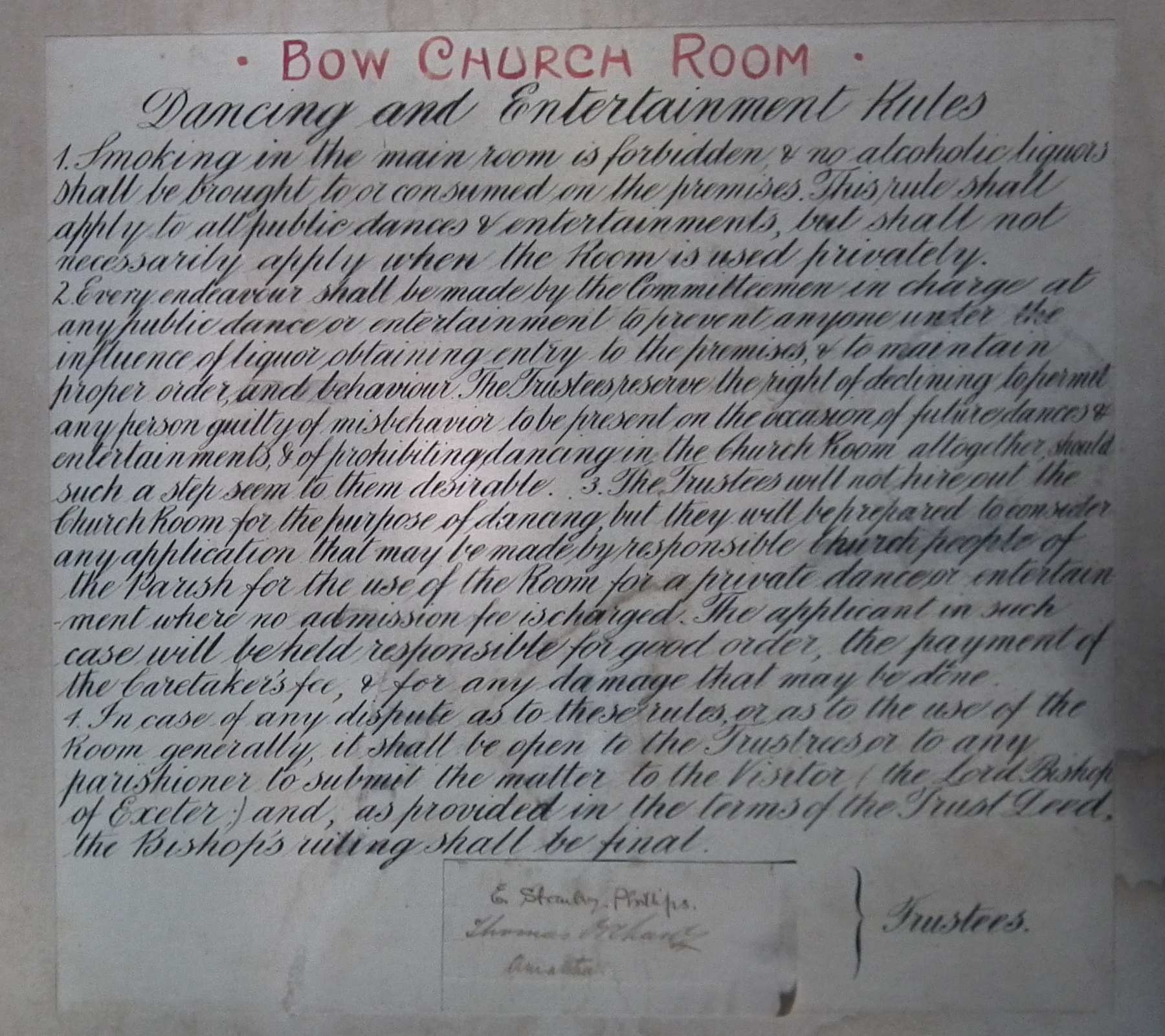 Church Room Rules c1818