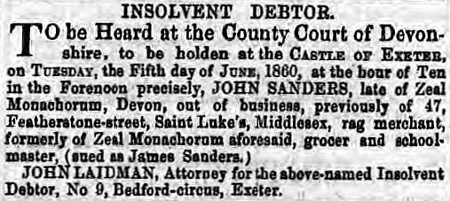 Exeter Flying Post 23 May 1860