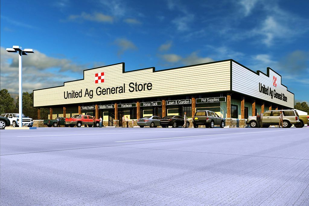 An artist's impression of a united ag general store.