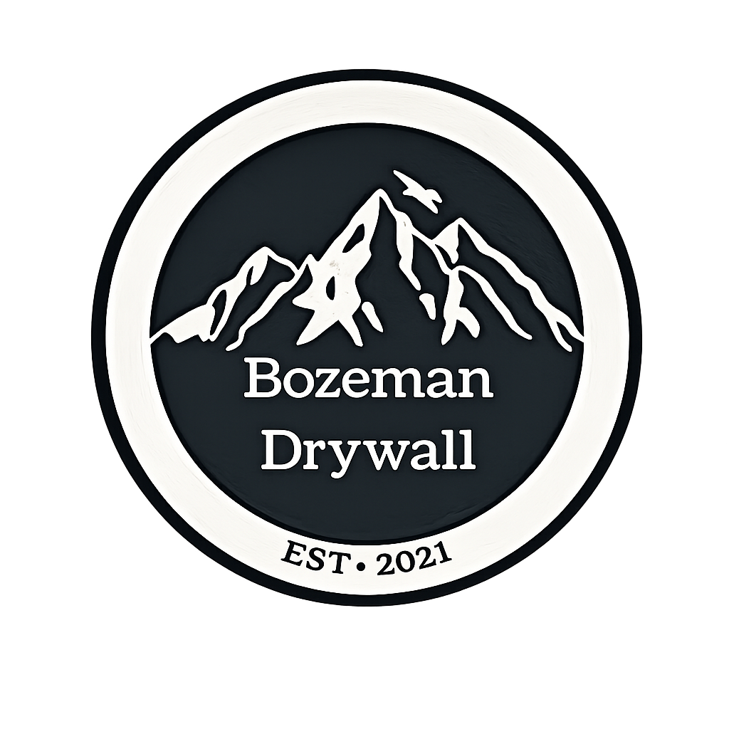 Ray&rsquo;s Construction logo with mountain graphic in a white circle on dark background, EST. 2024