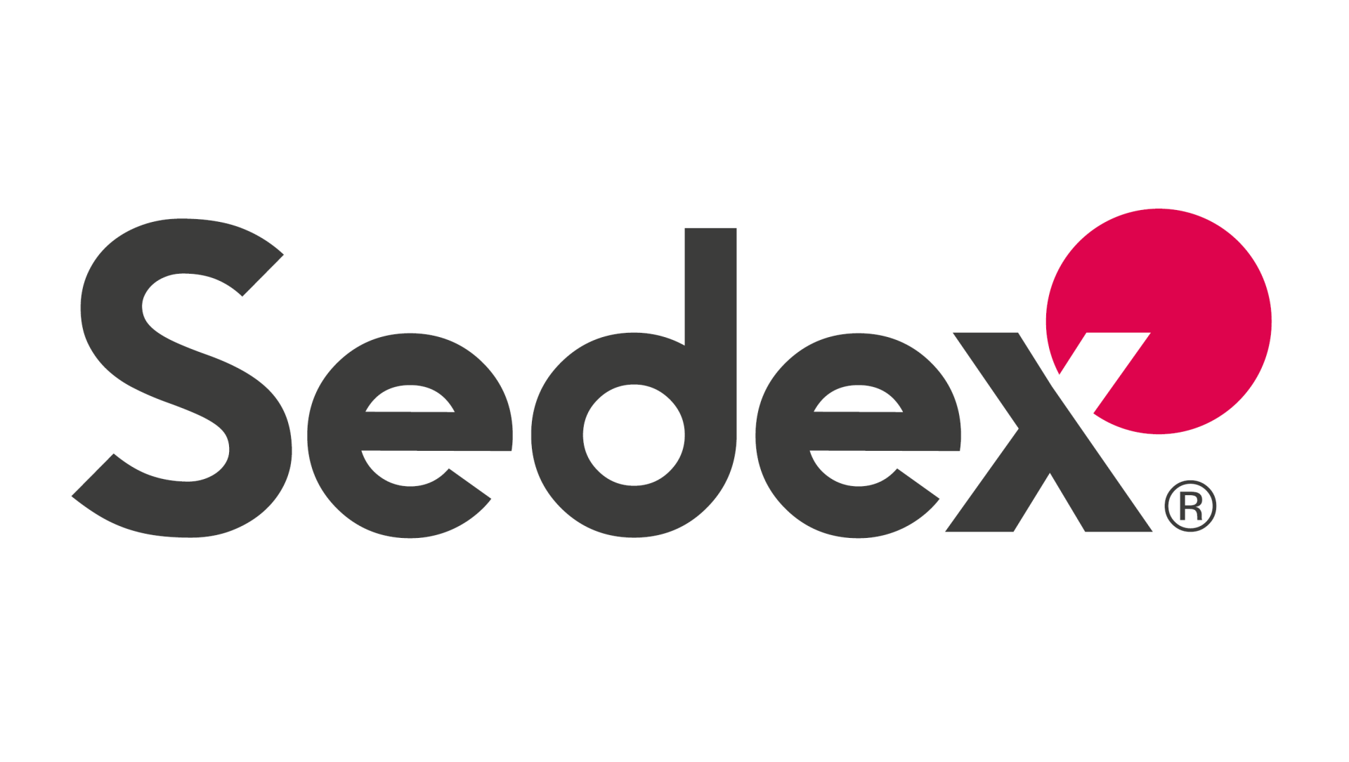 The logo for sedex is black and red with a red circle in the middle.