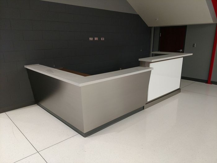 Commercial Reception Desk Modern Hutchison Brothers Cabinetry Russellville AR