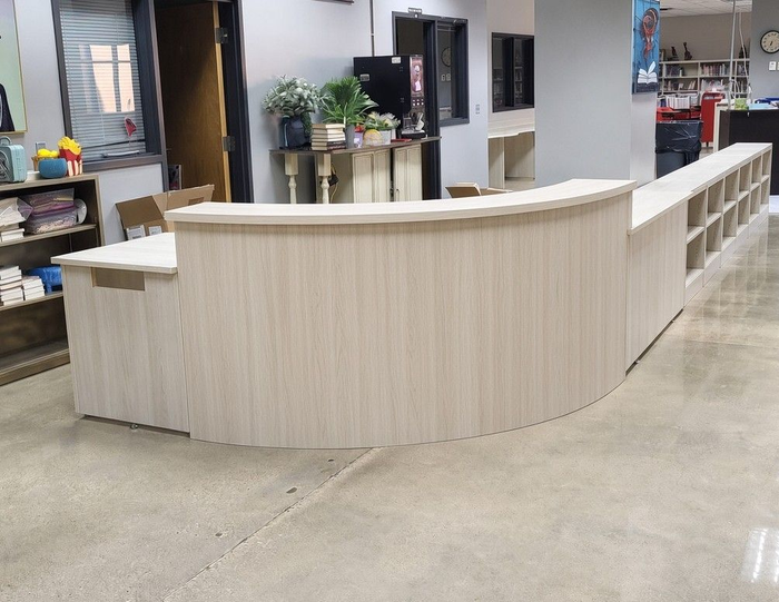 Commercial Reception Desk Modern Hutchison Brothers Cabinetry Russellville AR