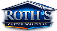 Roth's Gutter Solutions logo in blue and silver with a stylized roof and gutter graphic