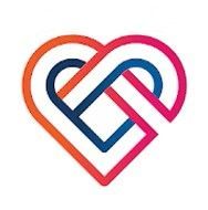 A colorful heart with a knot in the middle on a white background.