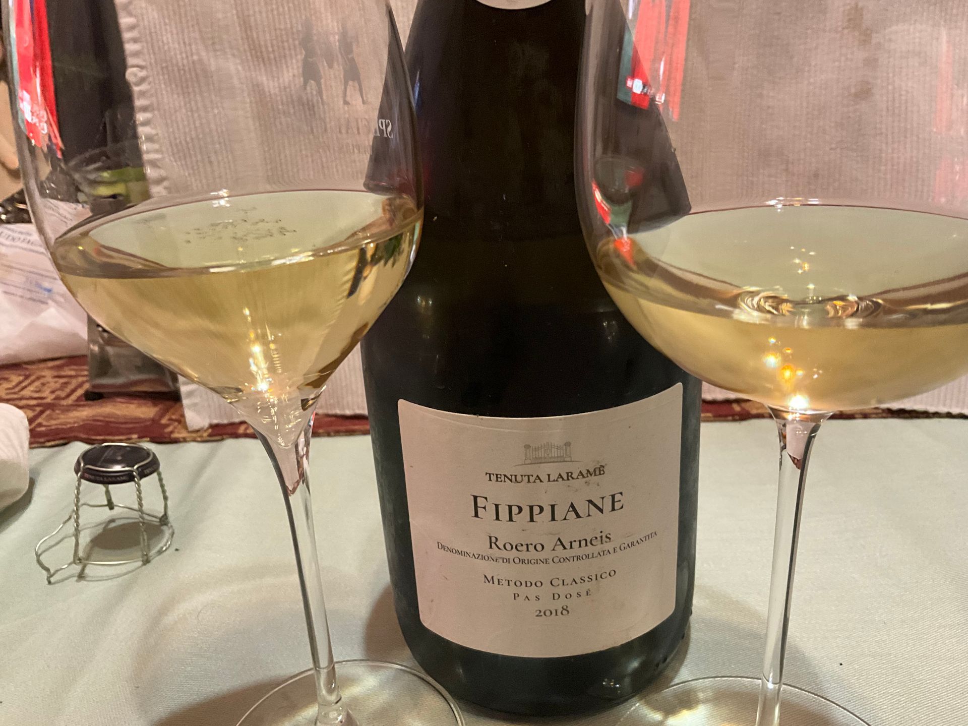 Eine Flasche Tenuta Laramè Roero Arneis Pas Dosé 2018