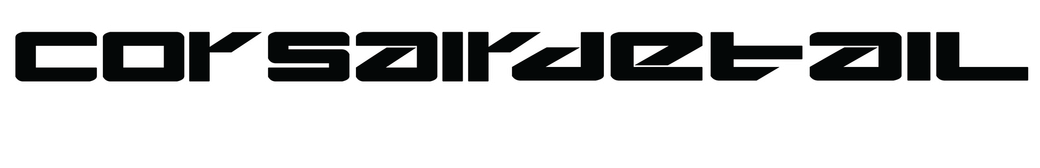 A black and white logo for corsair detailing