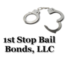 1st Stop Bail Bonds, LLC logo with silver handcuffs on white background